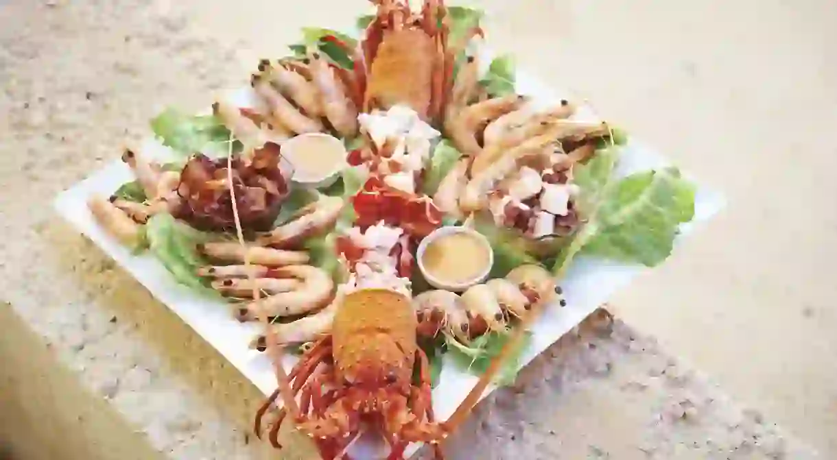 A platter of fresh seafood