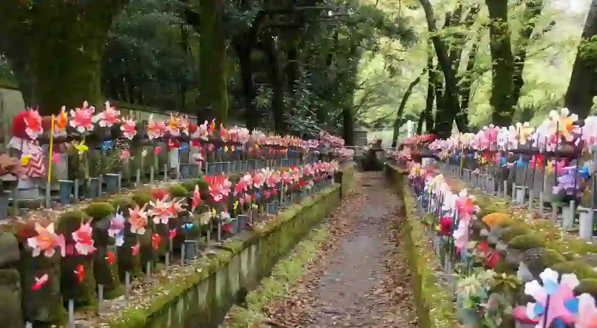 Jizo statues in the Garden of Unborn Children, Zojoji Temple