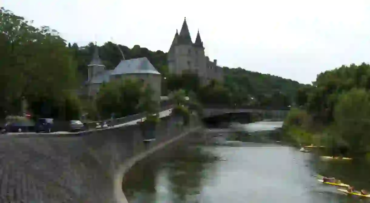 The Ourthe flowing past the worlds smallest city, Durbuy