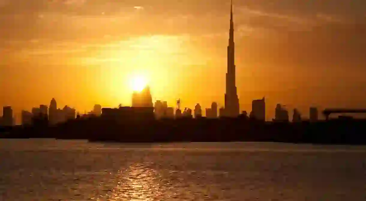 Sunset over Dubais Skyline