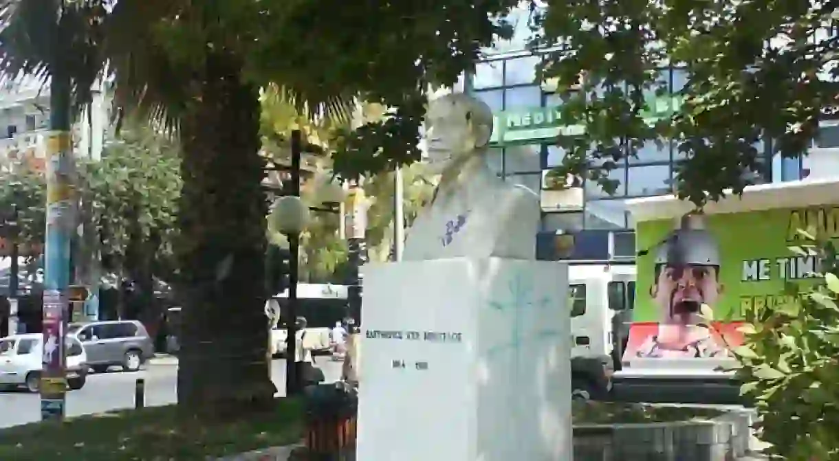 A bust of Eleftherios Venizelos in Chalandris Dourou square