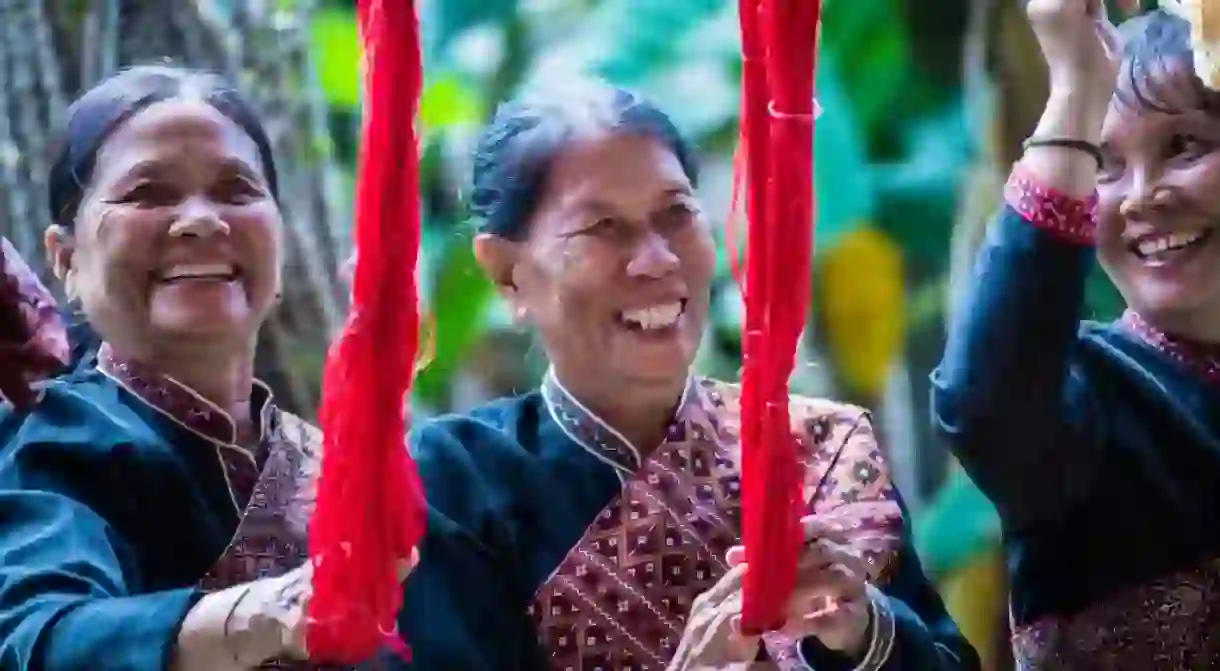 Women with Thai silk