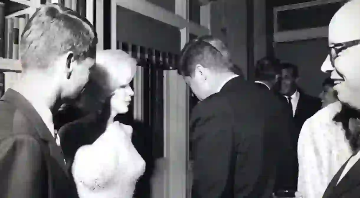 Monroe with US Attorney General Robert F. Kennedy and President John F. Kennedy at the 1962 birthday celebration