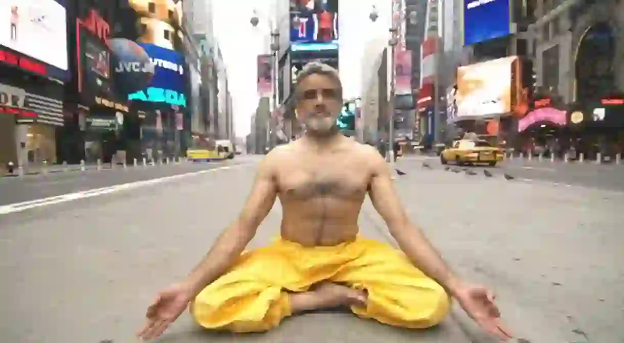 Sri Dharma Mittra in Times Square