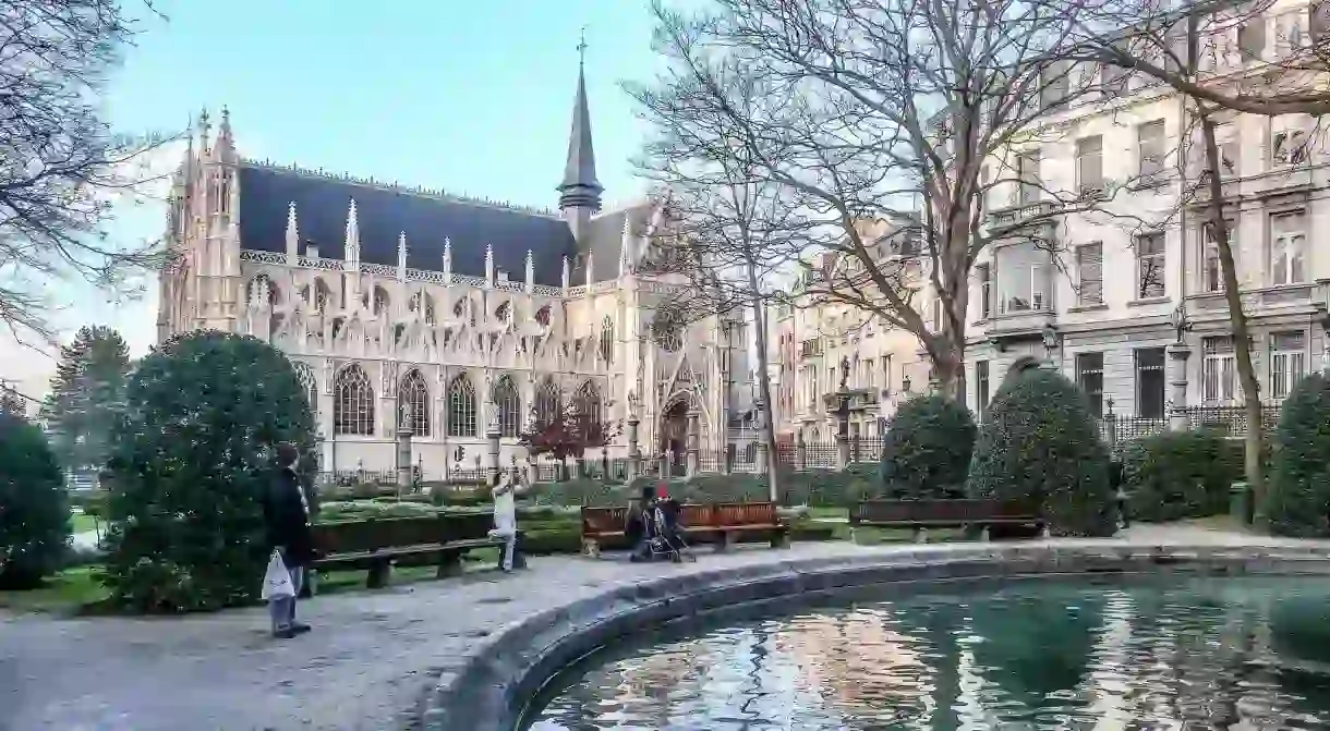 The Petit Sablon garden park boasts a wonderful view of the Sablons flamboyant Gothic church