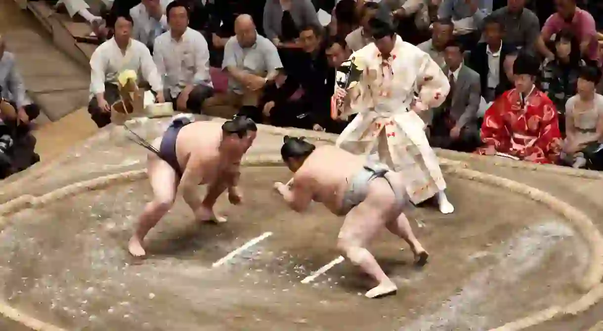 A sumo match is ready to begin