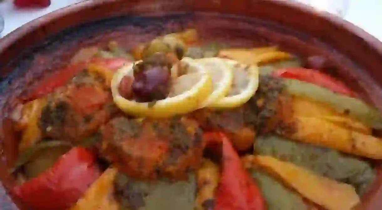 Fish tajine at Dar Attajmil