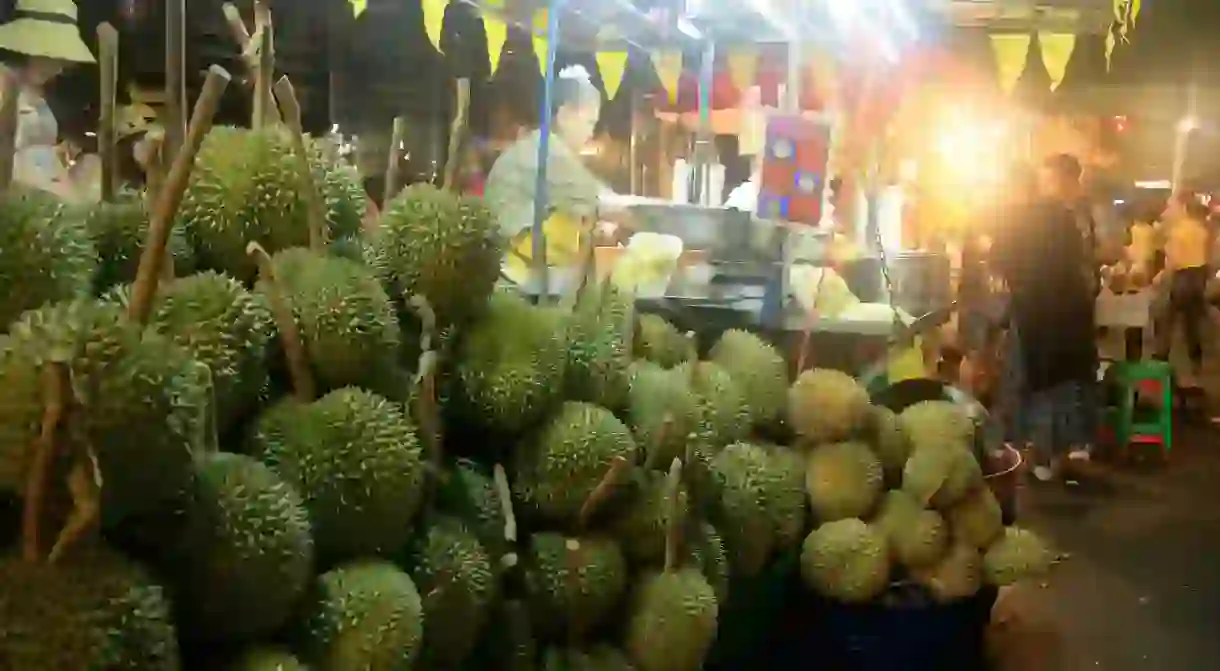 Durian for sale off Yaowarat Road in Chinatown