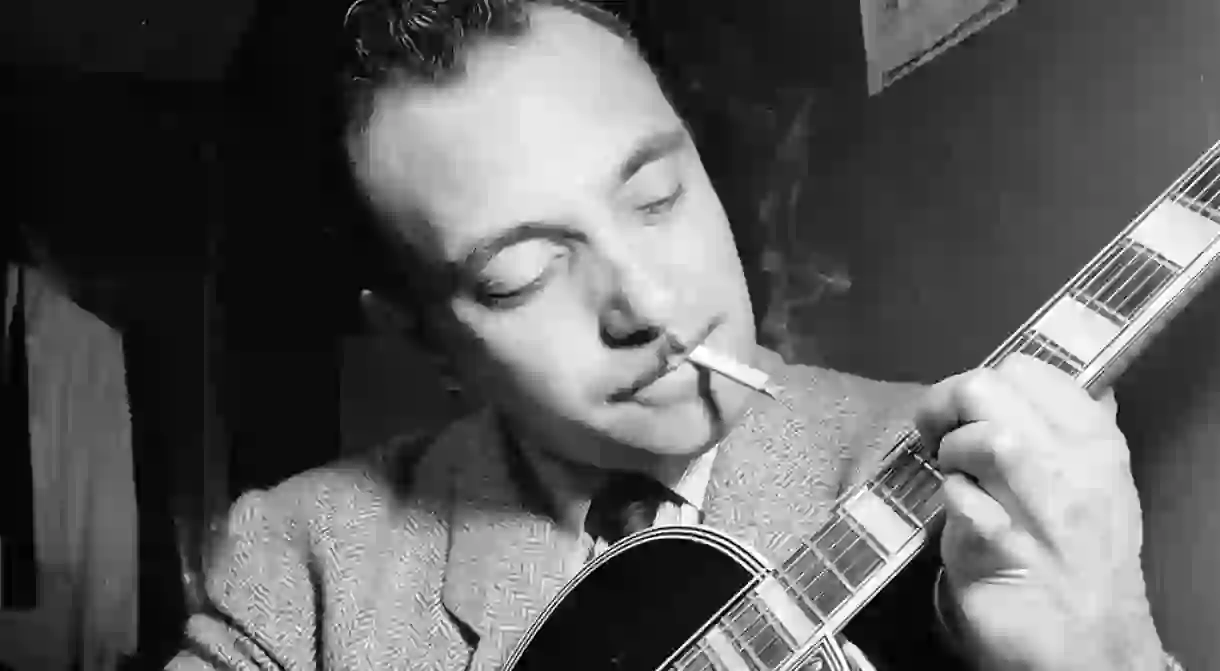 Django Reinhardt at the Aquarium jazz club in New York, NY, c. November 1946. Photograph by William P. Gottlieb │