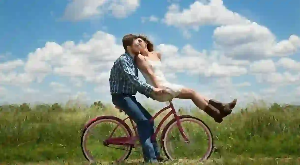 Couple biking