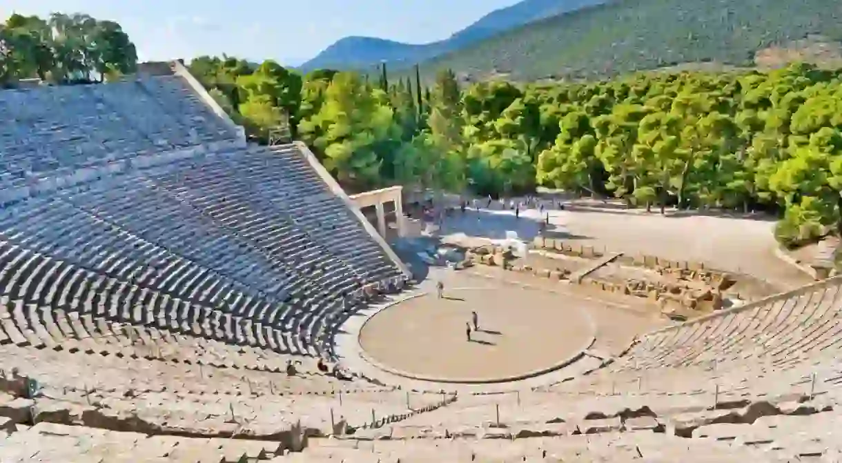 The stone amphiteater in Epidaurus is the fine example of the ancient greek architecture