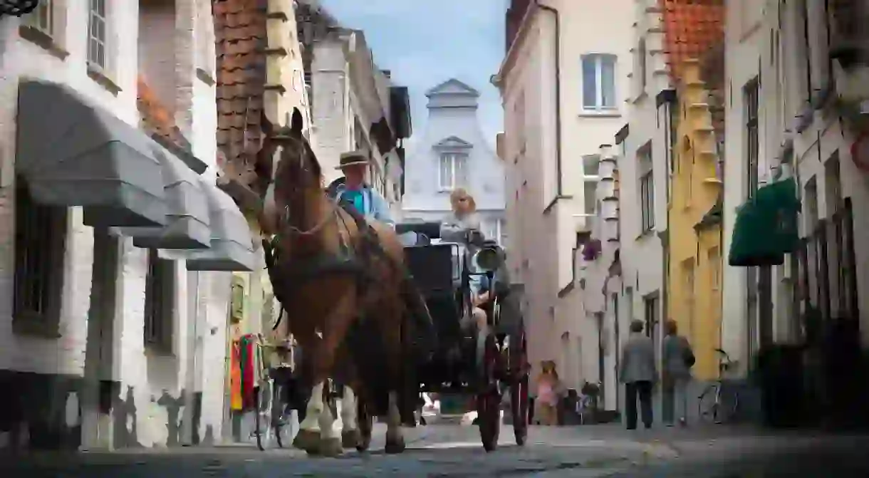 Horse and carriage in the Walstraat in Bruges