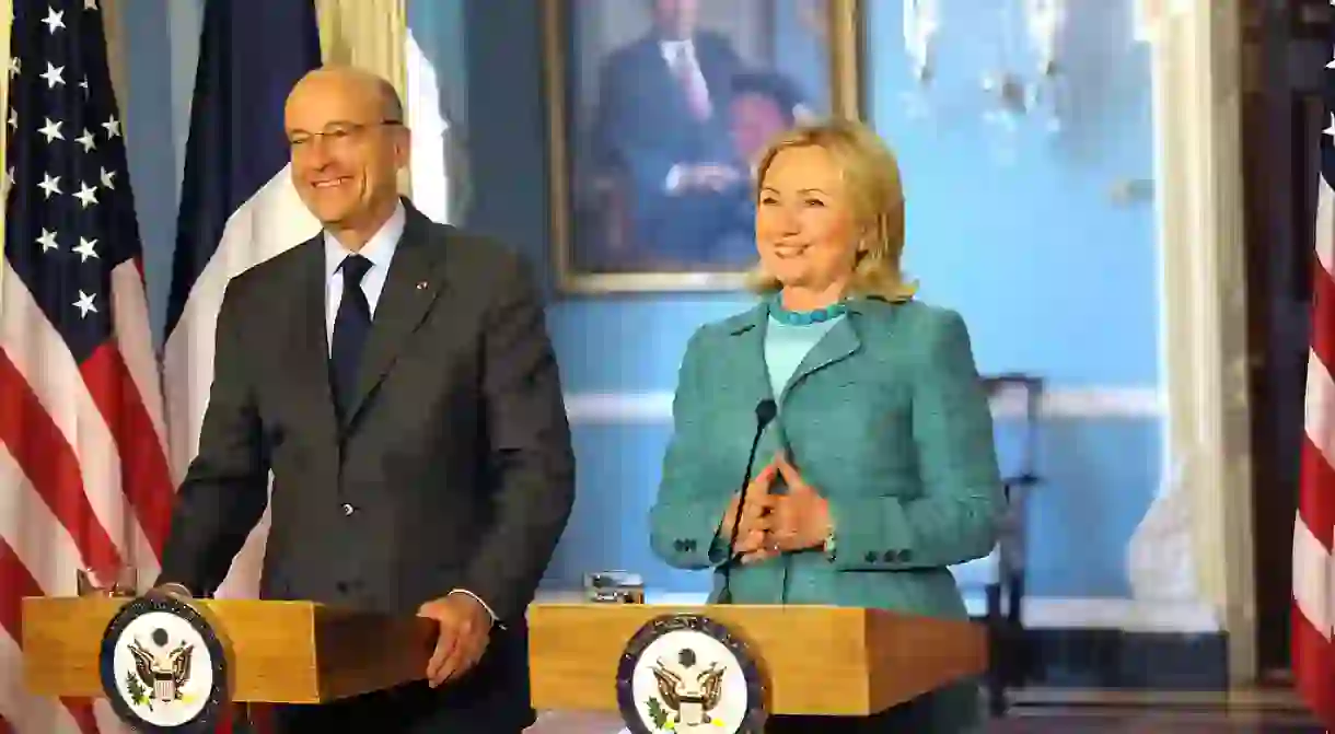 French Foreign Affairs Minister Alain Juppé and Secretary of State Hillary Clinton in Washington, D.C. in 2011 │