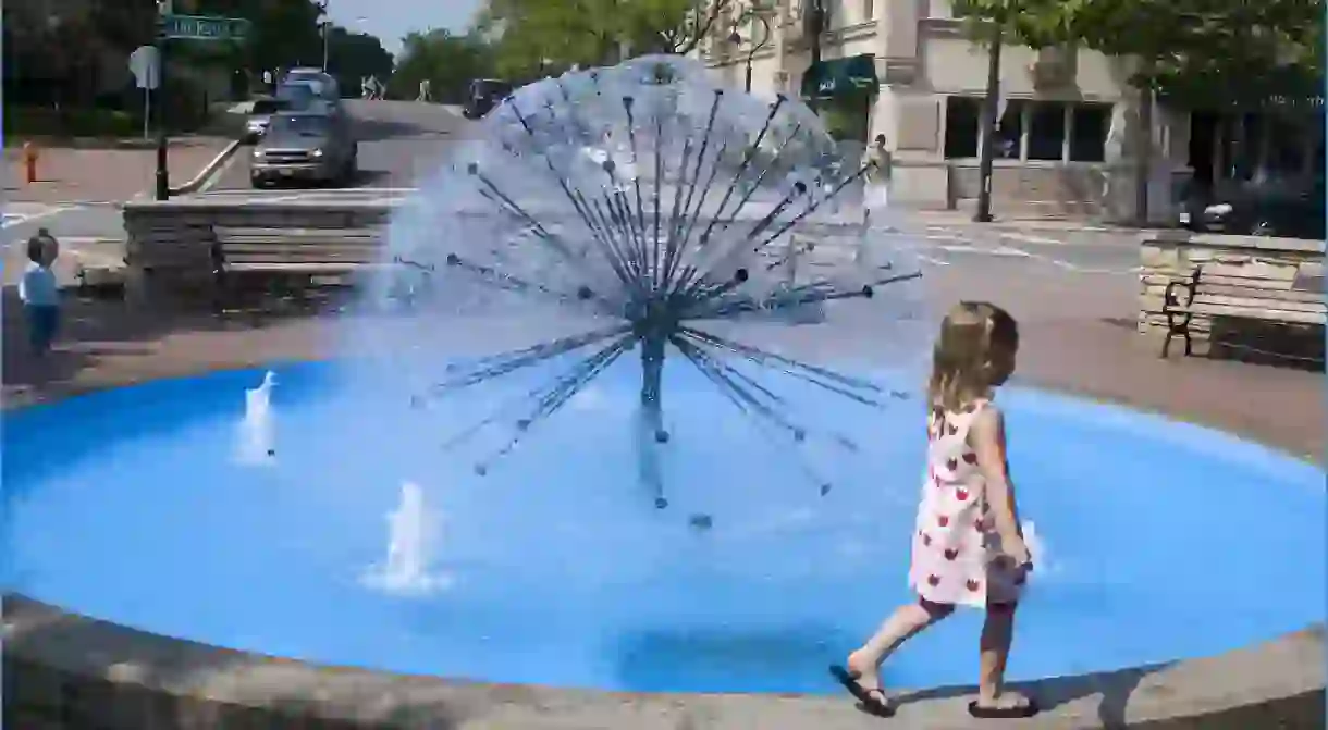 Fountain in downtown Naperville, courtesy of Flickr: Ron Cogswell