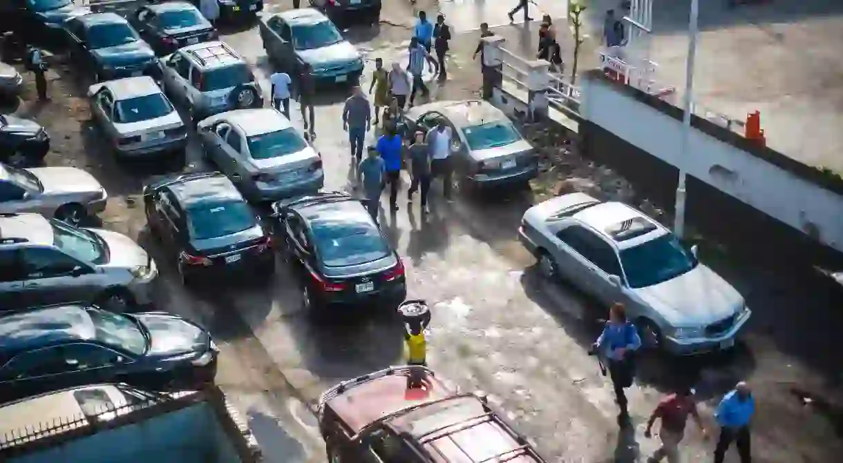 Mark Zuckerberg arriving at the Andela offices in Yaba.