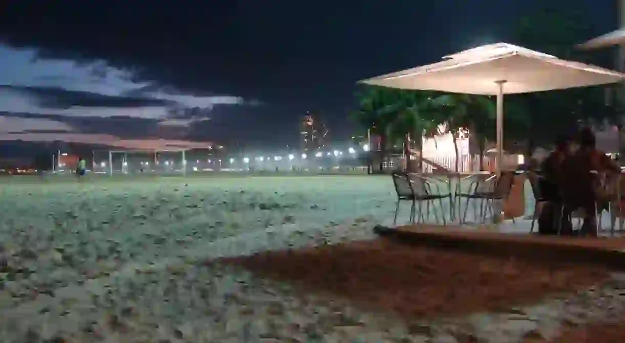 Kiosk in Copacabana at night