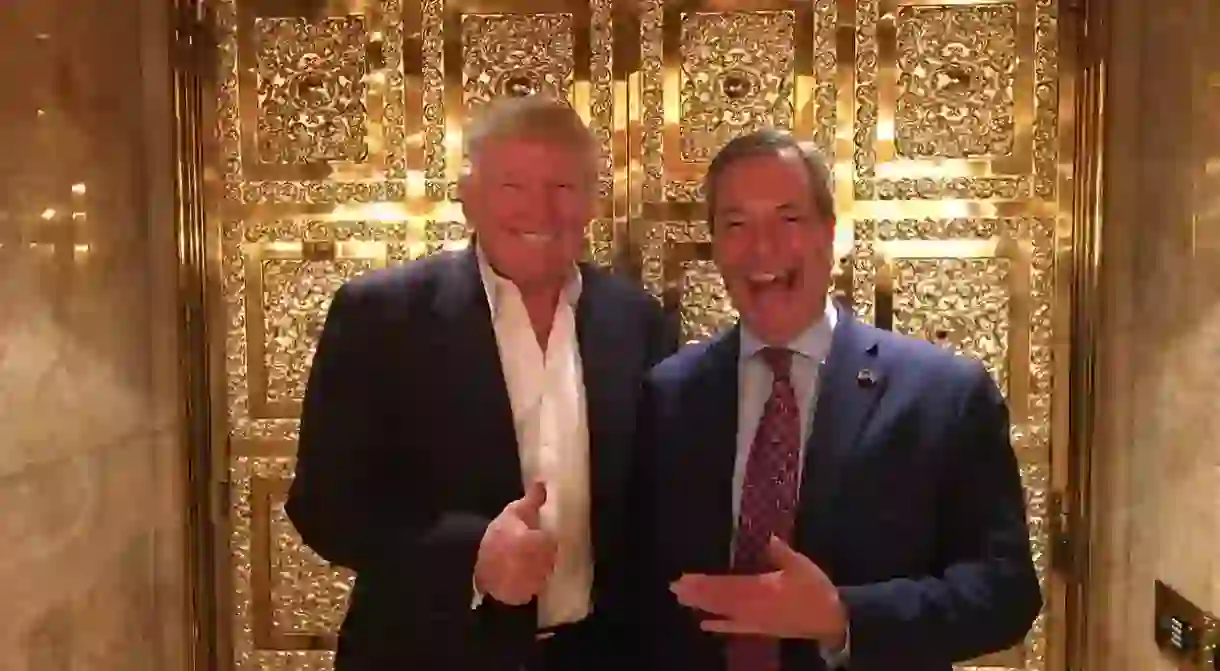 Donald Trump and Nigel Farage in what appears to be a Dubai brothel, tweeted on November 12th, 2016. Surreal.