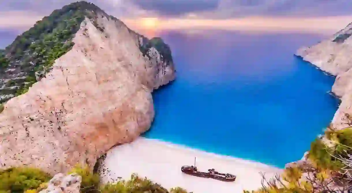 Navagio Beach at sunset