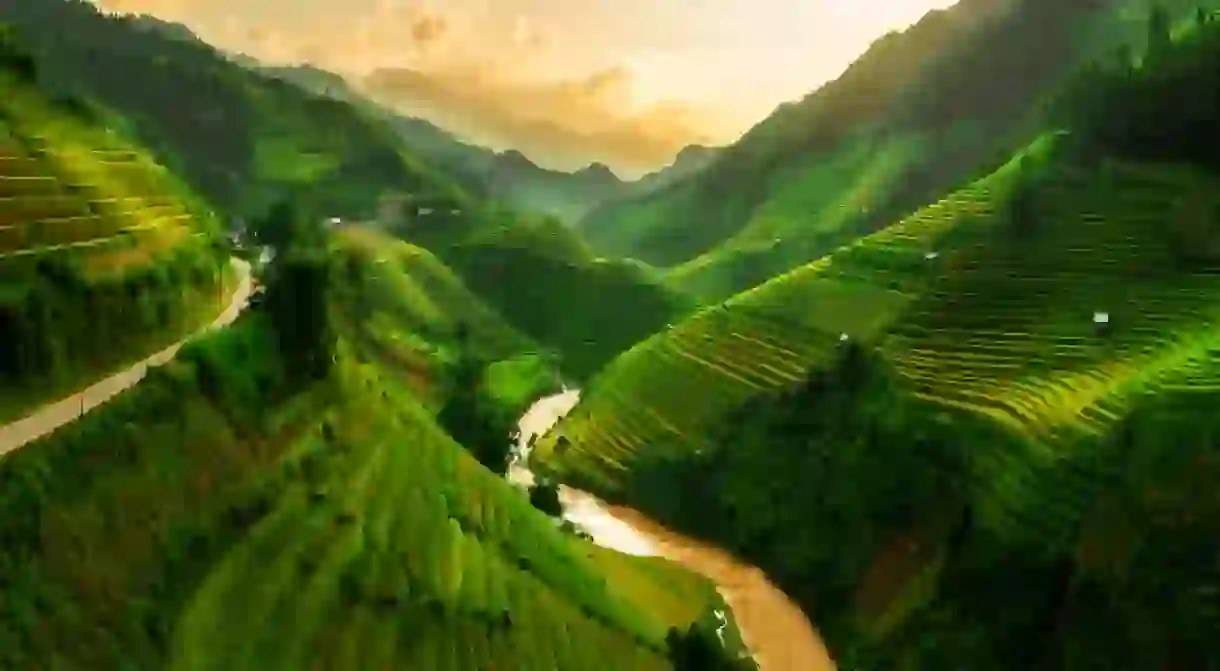 Mu Cang Chai, landscape terraced rice field near Sapa, north Vietnam