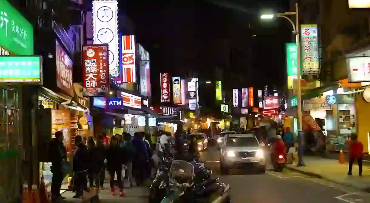 Tamsui shops at night