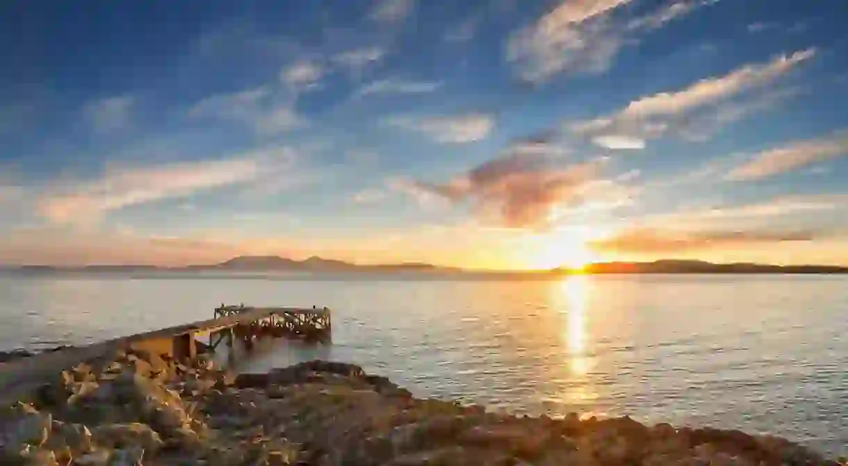 Pier Looking To Isle Of Arran