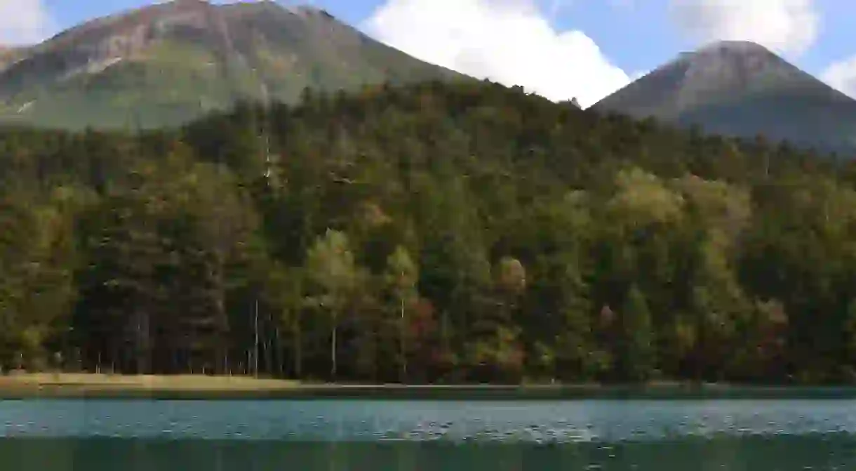 Lake Onneto from and Mt. Meakan and Mt. Akan