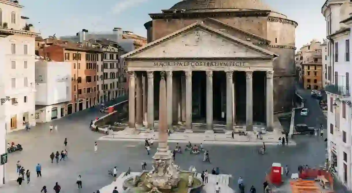 The bell towers of the Pantheon were on the two sides of the flat rooftop structure