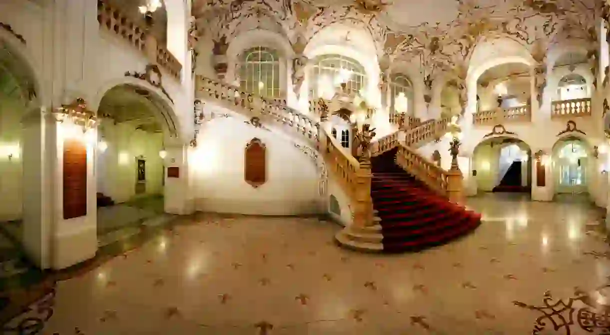 The staircase in the foyer of Grazs Opera House