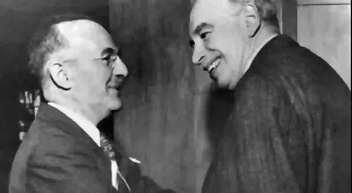 Harry Dexter White (left) and John Maynard Keynes, at the inaugural meeting of the IMF in 1946