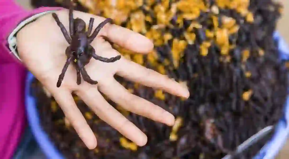 Deep-fried tarantulas are a delicacy in Cambodia.