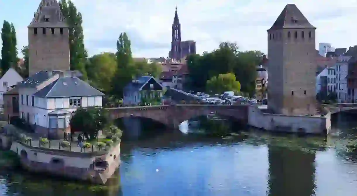 View of Strasbourg from the river Ill