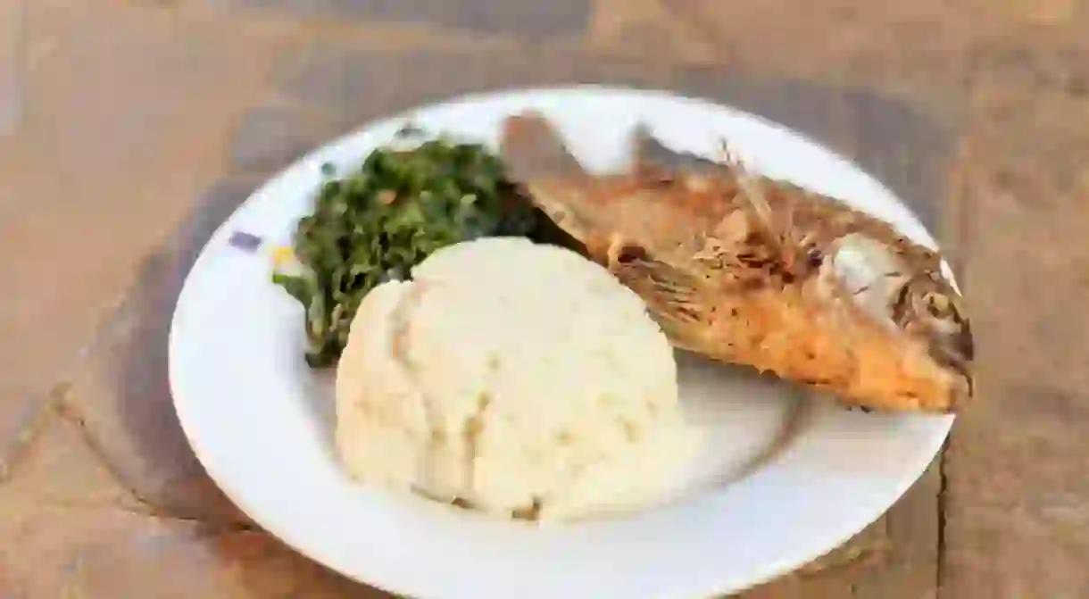 Ugali with fried fish