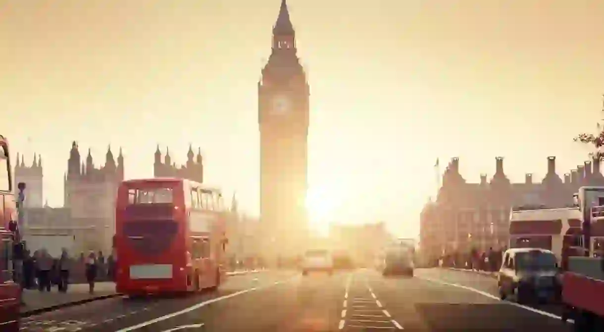 Westminster Bridge at sunset, London, UK