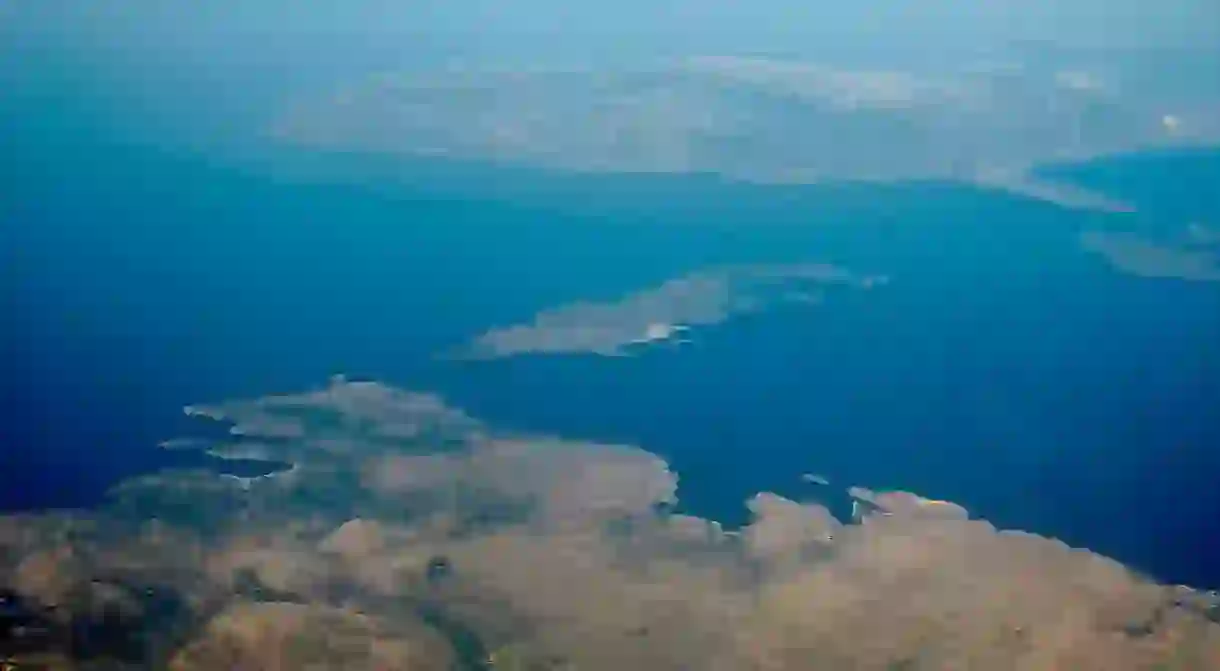 Aerial view of Chios and Innosses, Greece