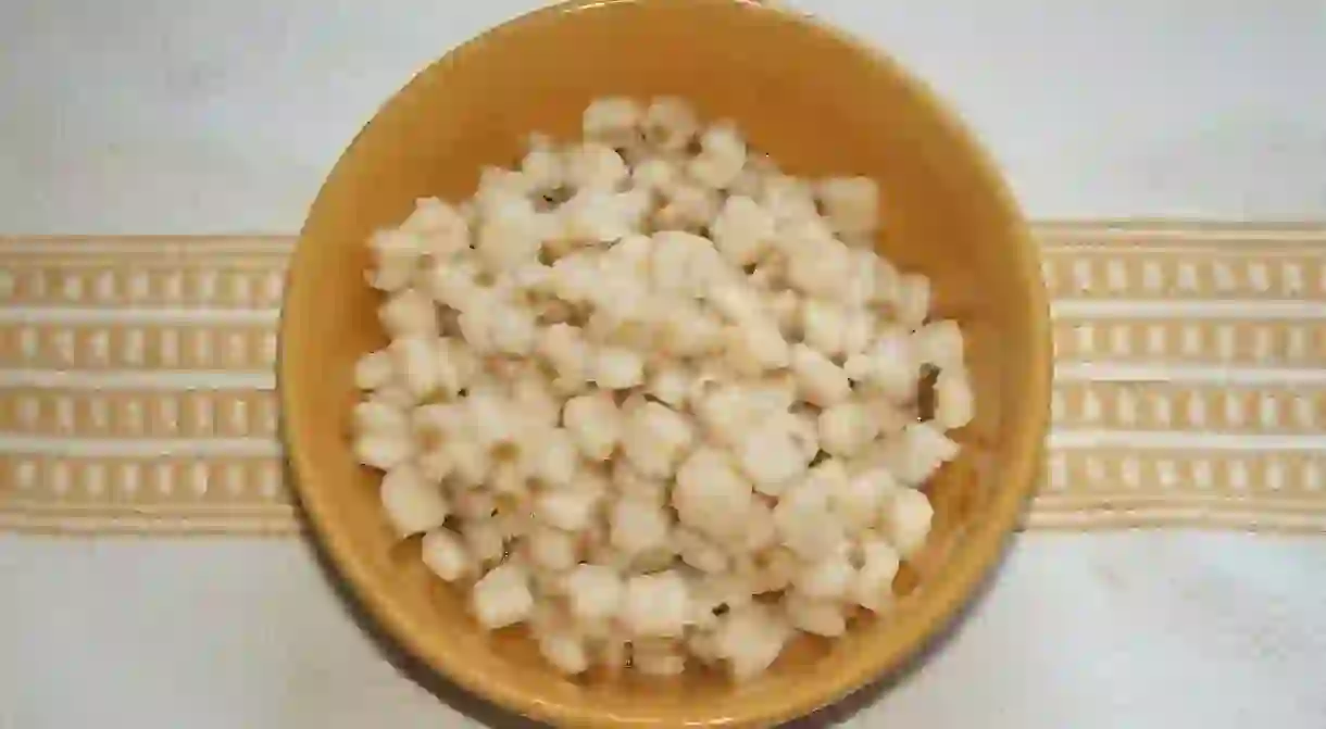 The hominy (maize) used in pozole