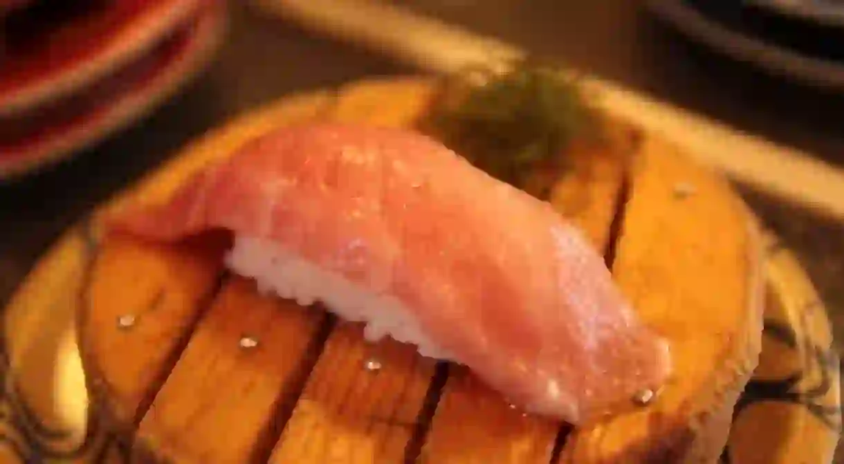 Dish from a high-end kaiten sushi-ya