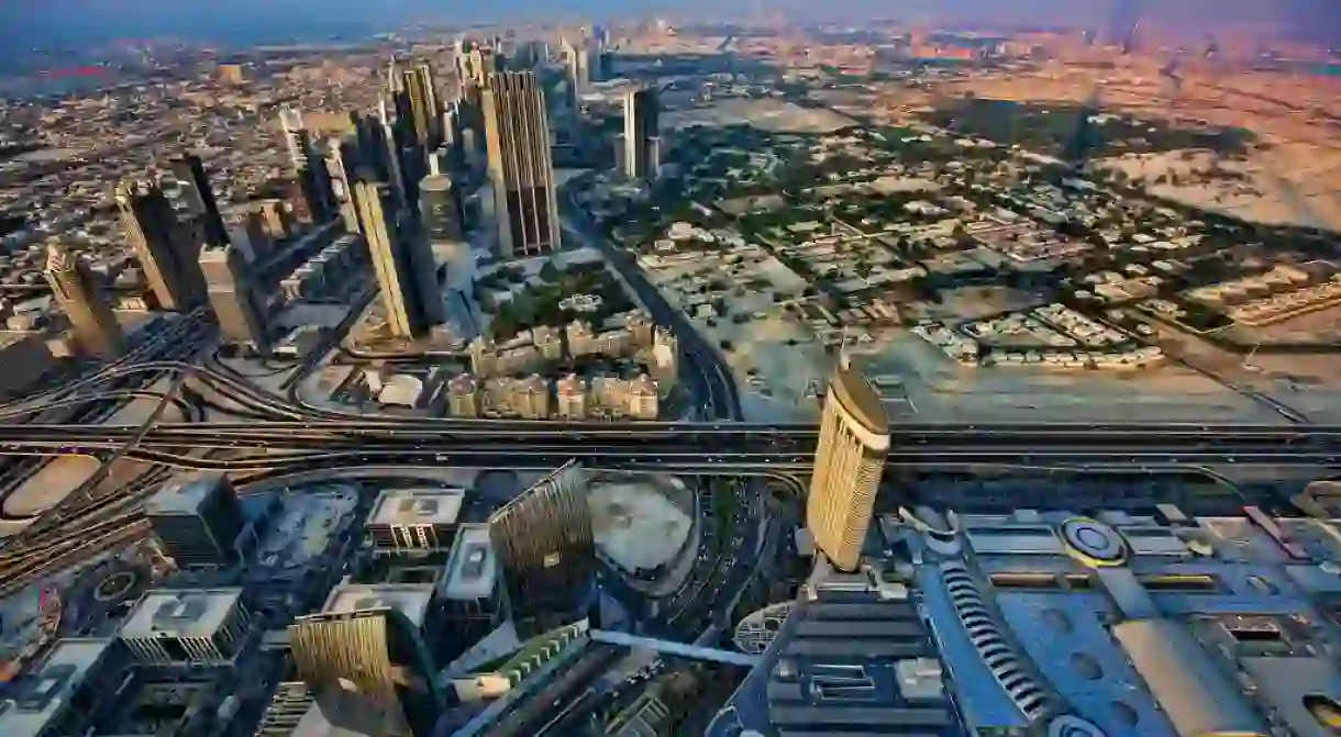 Dubai skyline, soon to include cars.