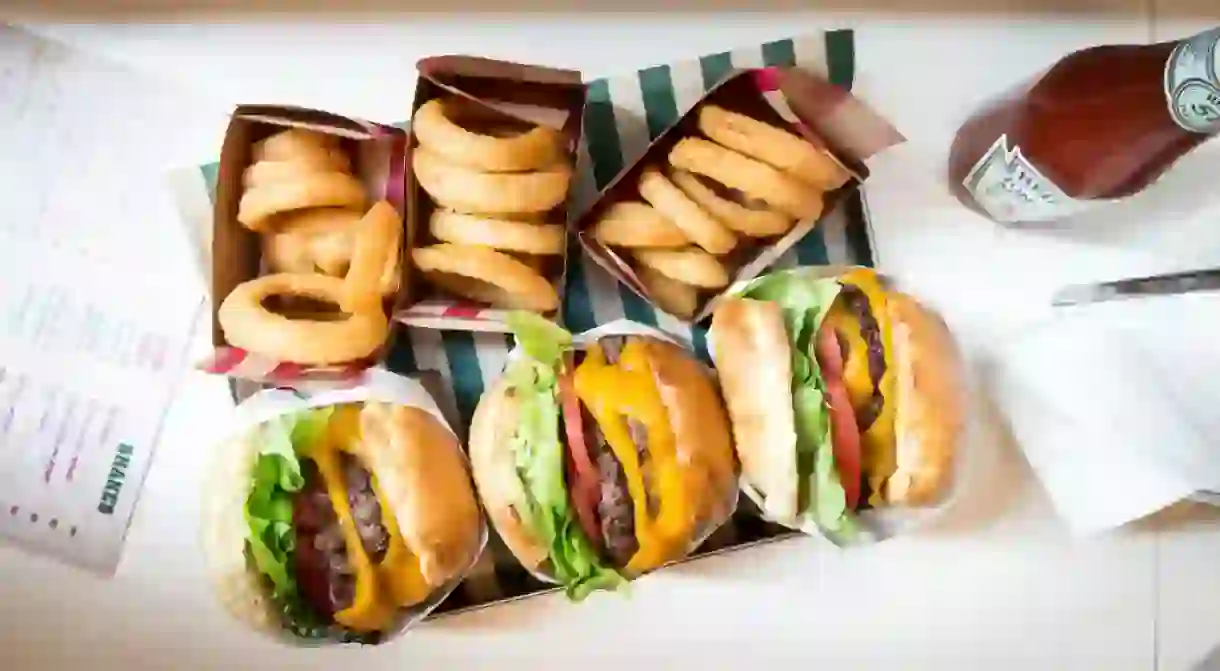 Burgers and onion rings