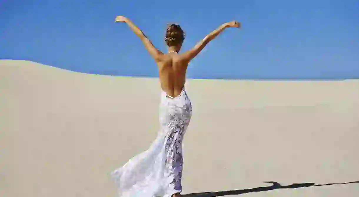 Lace dress in the desert