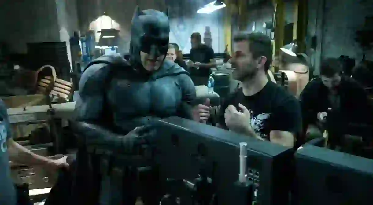 Ben Affleck and Zack Snyder on the set of Batman vs Superman