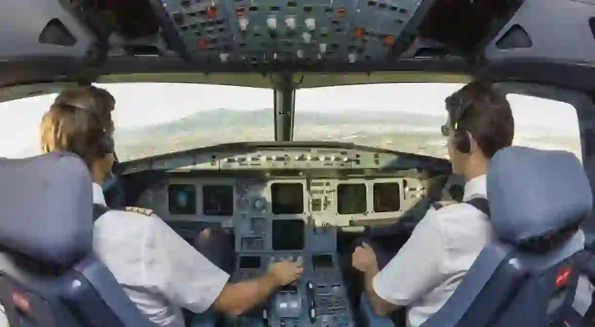 Pilots in cockpit