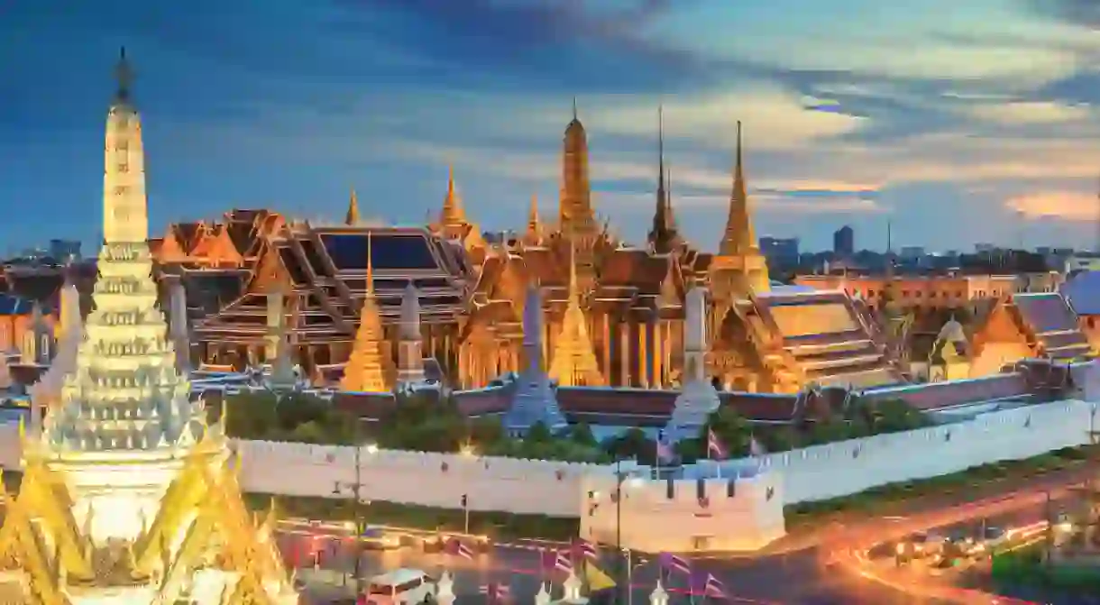 Grand palace and Wat phra keaw at sunset Bangkok, Thailand