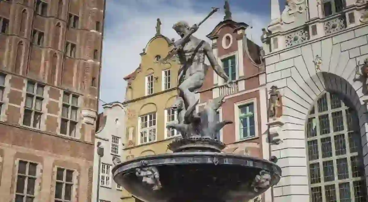 Fountain of Neptune in the Old Town of Gdańsk