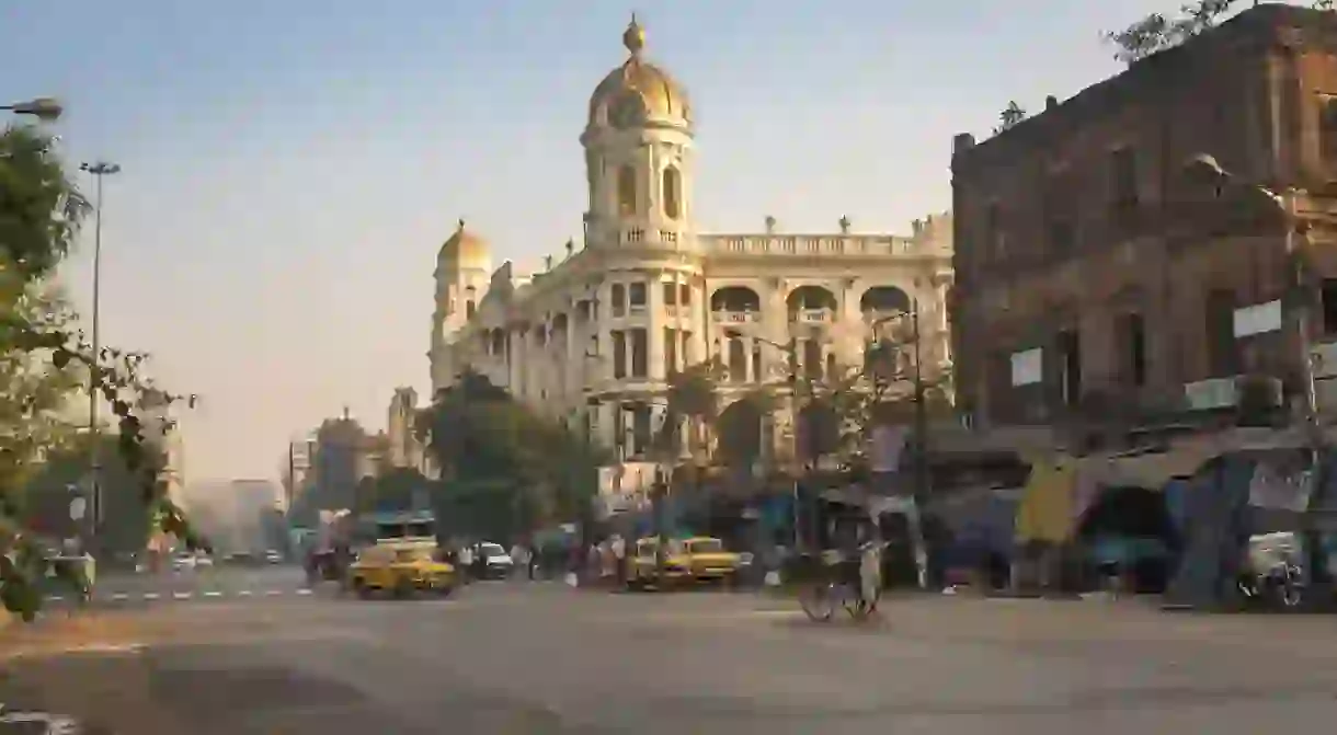 Indian city road at Esplanade Dharmatala Kolkata