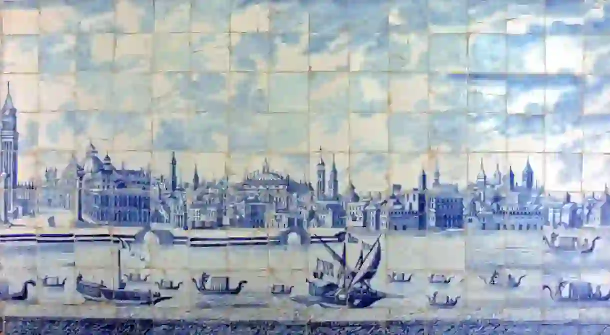 View of Venice created in Delftware tiles, commonly attributed to Cornelis Boumeester