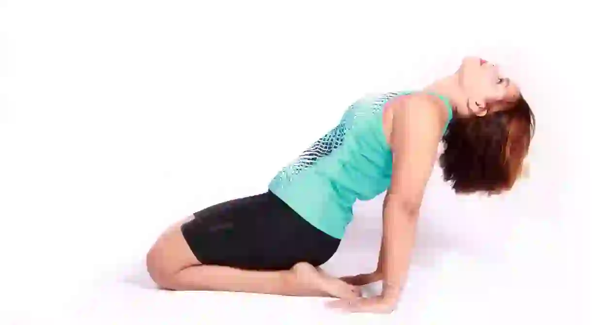 A woman doing yoga