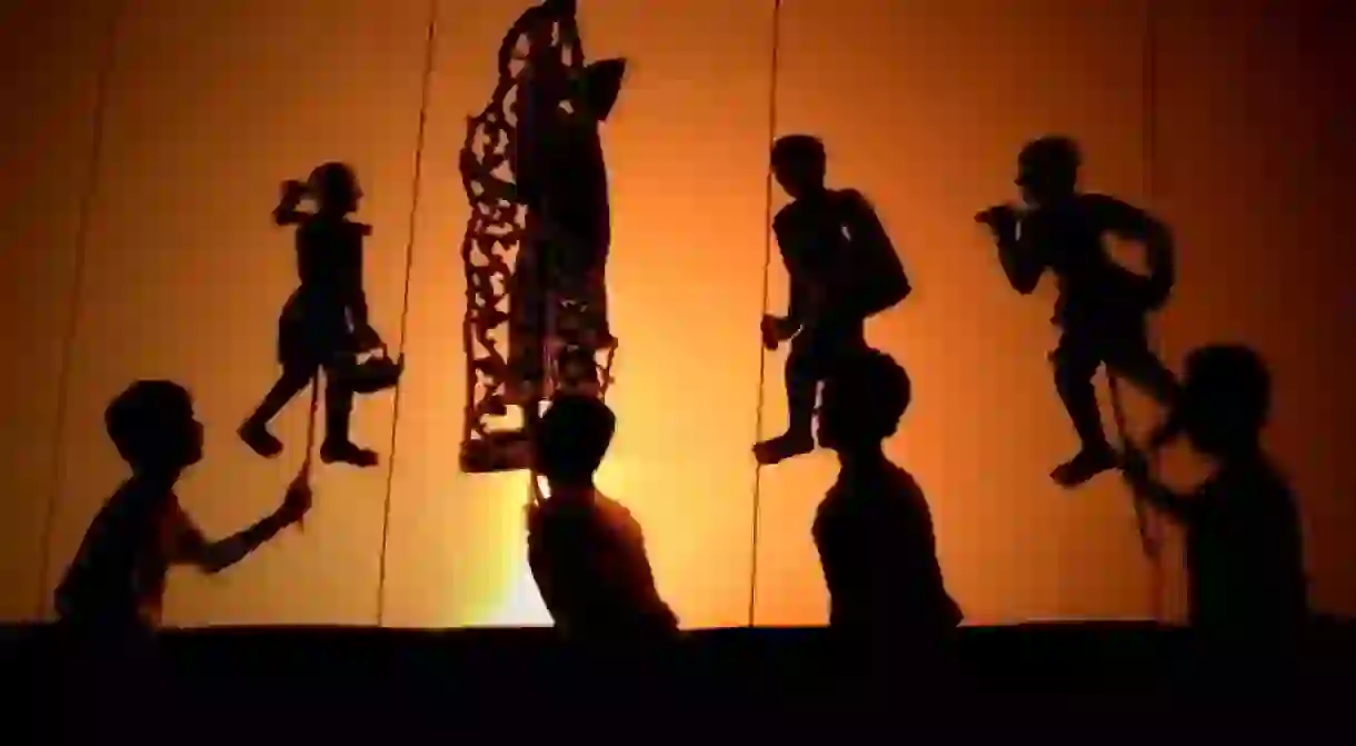 The ancient Khmer art of shadow puppets tells scenes from the Reamker, the Khmer version of the Hindu Ramayana