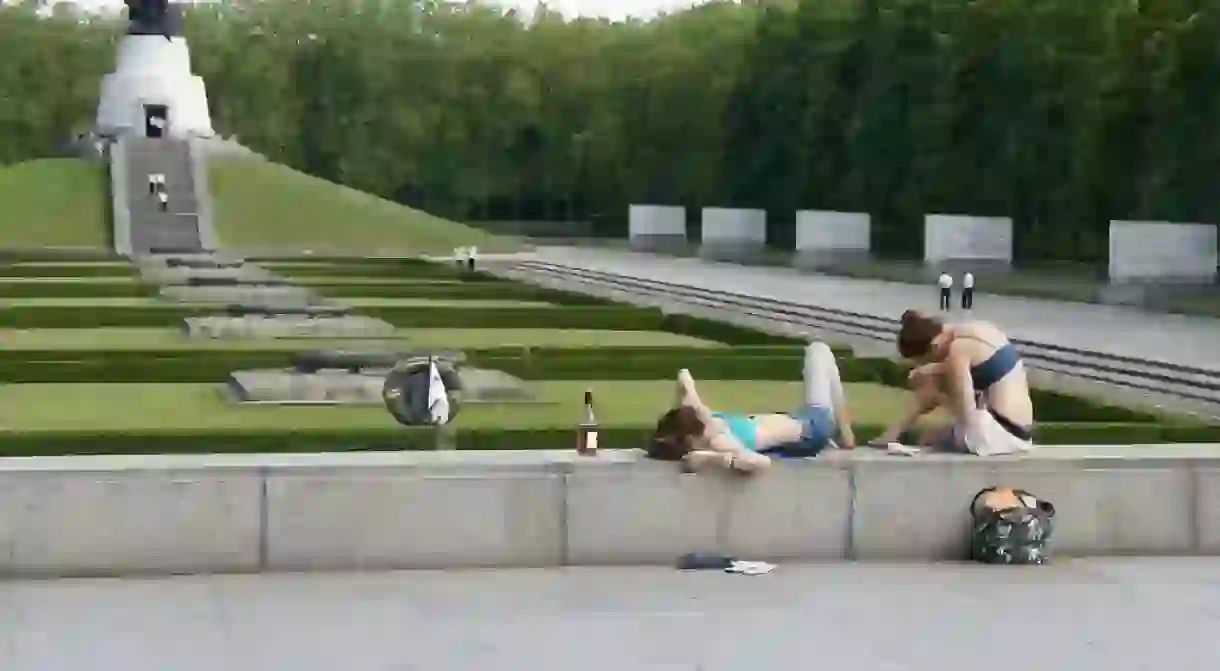 Girls relaxing at the soviet memorial