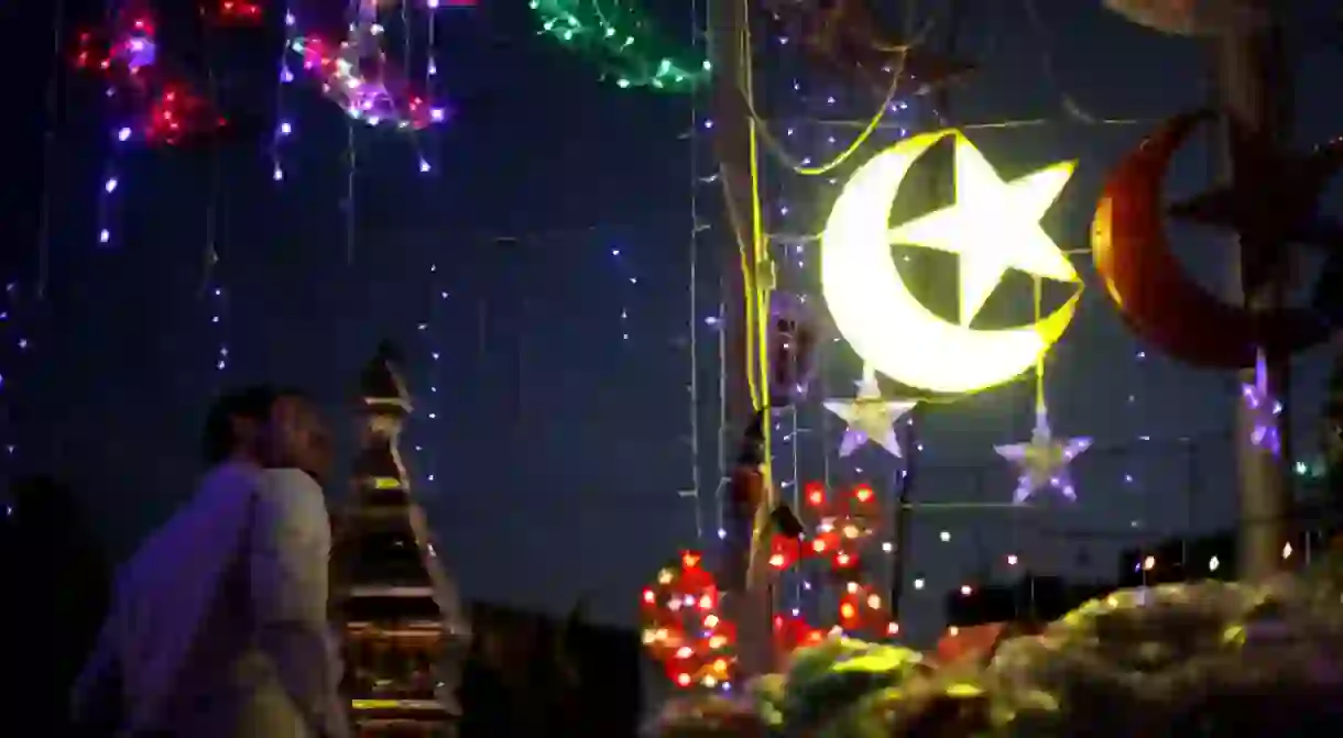 A Jordanian man looks at decorations for Ramadan in Amman, Jordan, on July 19, 2012.