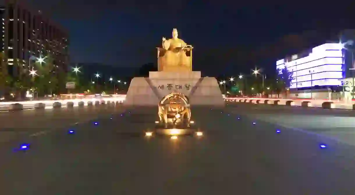 A statue of King Sejong in Seoul